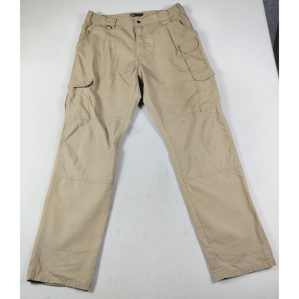 5.11 Tactical Cargo Pants Mens 36 Beige Relaxed Fit Workwear Double Knees Casual